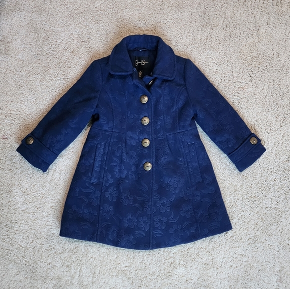 Girl's Jessica Simpson Pea Coat Navy Blue Jacket Size 4 Gorgeous Detail - Picture 1 of 4